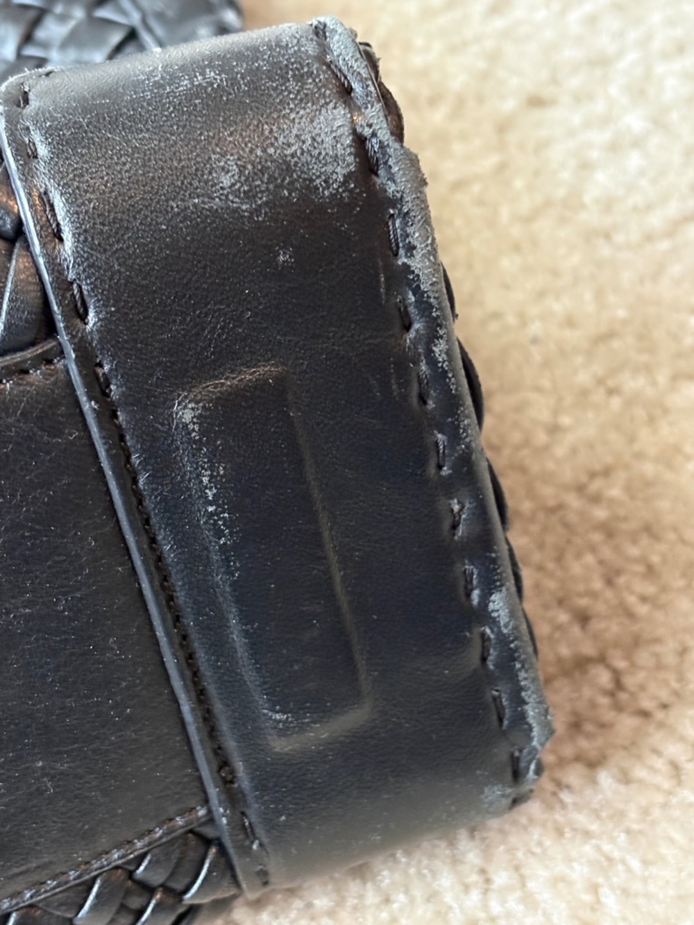 *FIRM PRICE* Falor ITALY Woven Black Leather Tote Handbag - Picture 9 of 15